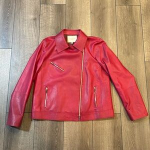 Lafayette Lambskin Leather Moto Jacket Womens Zipper a symmetric